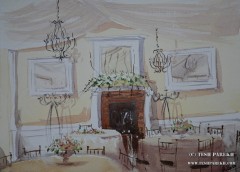 Highgrove Estates Ballroom. 9x12 watercolor. Live event painting.