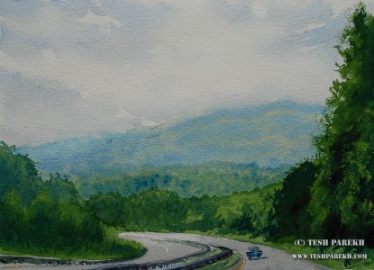 Road to Asheville. 10.5x14.5. Watercolor on paper.