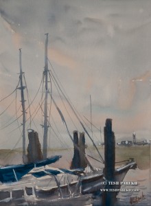 Dusk, Southport. Watercolor painting on paper.