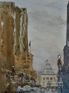 Raleigh Downtown. Plein Air. Watercolor on paper. on