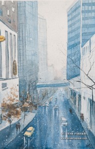 Charlotte snow. Watercolor painting on paper.