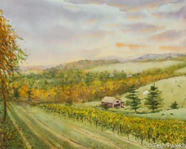Morning, Galax VA. Watercolor painting on paper.