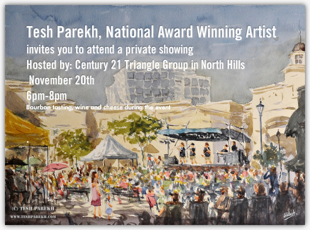 Invitation for Tesh Parekh pop up gallery on November 20th from 6pm-8pm
