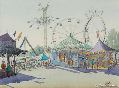 State Fair #4. Watercolor painting on paper.