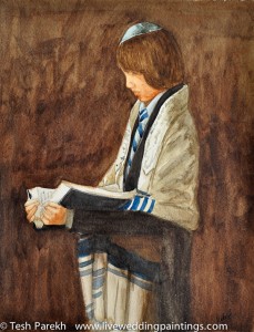 Bar Mitzvah Portrait. Watercolor painting on paper.