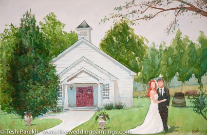 Wedding Painting at the Hudson Manor. Watercolor on paper.