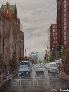 Salisbury Street. Watercolor painting on paper.