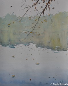 Falling leaves. Watercolor painting on paper.