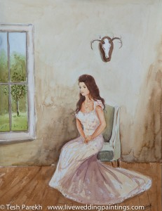 Live wedding painting at the Bradford. Watercolor on paper.