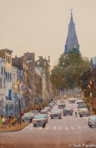 Last light, Annapolis MD. Watercolor on paper. 14x21.5
