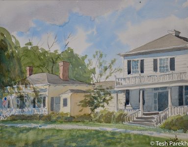 "Bay Street, Southport". Southport NC paintings. Watercolor on paper. Original sold, prints available