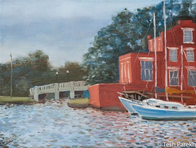 Elizabeth City paintings. "Mariner's Wharf". Oil on linen.