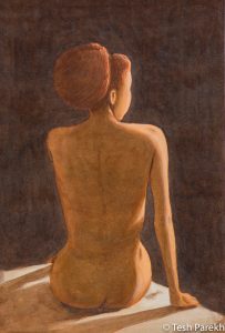 Figurative paintings. "Nude". 21x14. Watercolor on paper. Available.